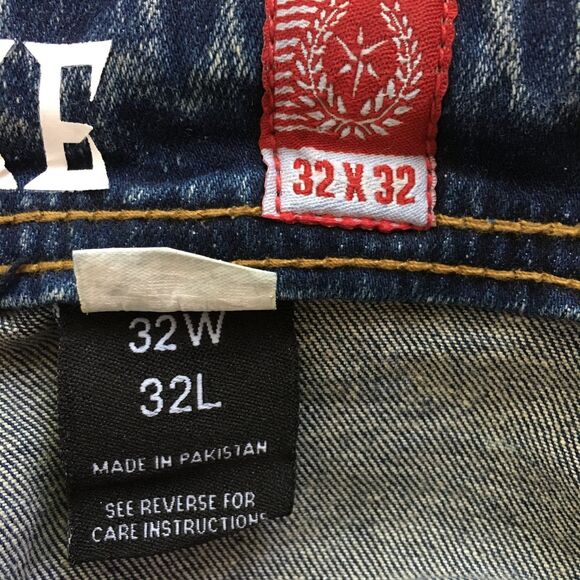 NWT BLACK PIKE LEGEND Embroidered Distressed Biker Stretch Slim Denim Jean 32X32 - Picture 14 of 15